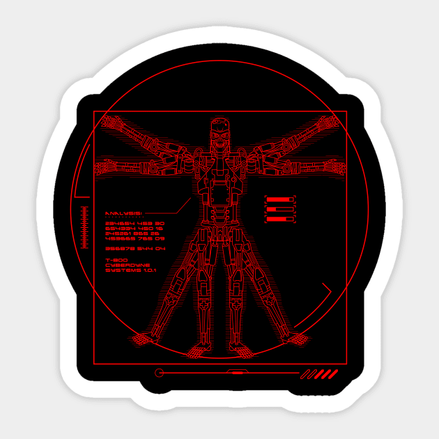 Vitruvian T-800 Sticker by demonigote